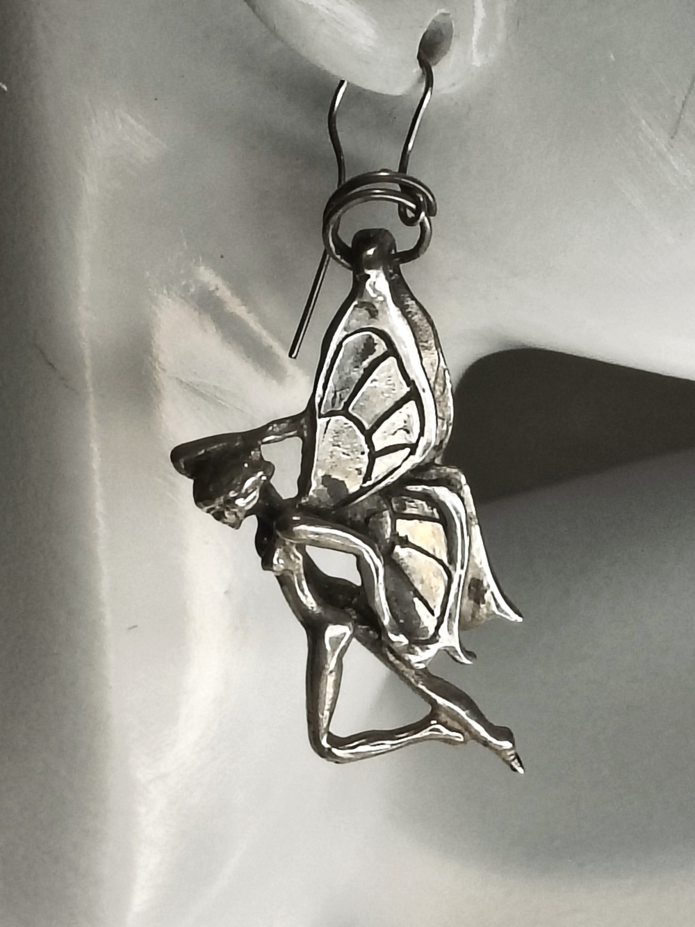 Vintage Sterling Silver Fairy Dancer Earrings 10.46g Mexican Silver